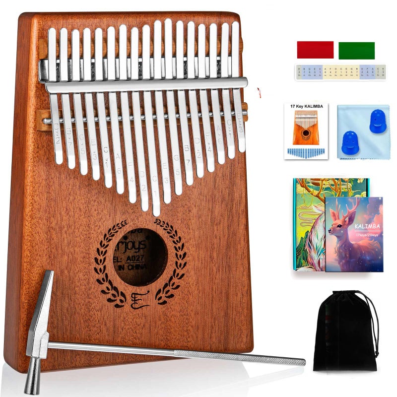 Everjoys Kalimba Thumb Piano 17 Keys, Professional Musical Instrument Finger Piano Marimbas with Portable Soft Cloth Bag, Fast to Learn Songbook, Tuning Hammer, All in One Kit - Image 1